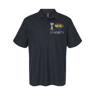 LGBT Pride I Love My Daughter Rainbow Support Family Lover Softstyle Adult Sport Polo