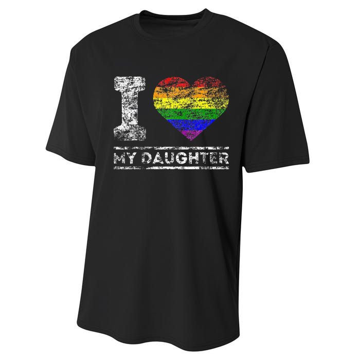 LGBT Pride I Love My Daughter Rainbow Support Family Lover Performance Sprint T-Shirt