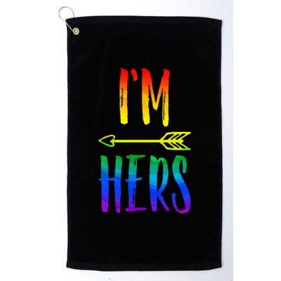 LGBT Pride I'm Her She's Mine Lesbian Couple Matching Lover Platinum Collection Golf Towel