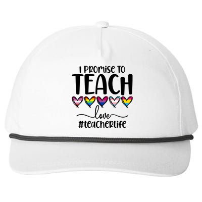 Lgbtq Pride I Promise To Teach Love Teacher Life Gift Snapback Five-Panel Rope Hat