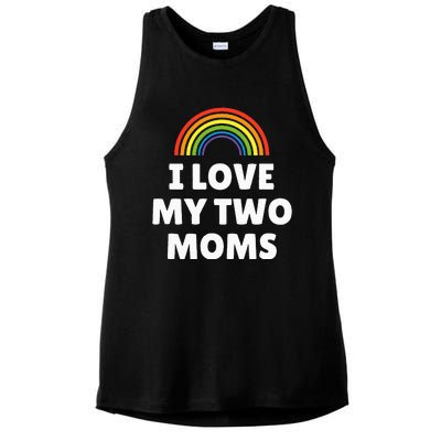 LGBT Pride I Love My Two Moms Ladies PosiCharge Tri-Blend Wicking Tank