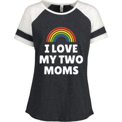 LGBT Pride I Love My Two Moms Enza Ladies Jersey Colorblock Tee