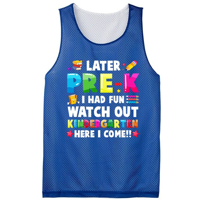 Later PreK I Had Fun Watch Out Kindergarten Here I Come Great Gift Mesh Reversible Basketball Jersey Tank