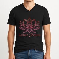 Lotus Potus In Red And Shades V-Neck T-Shirt