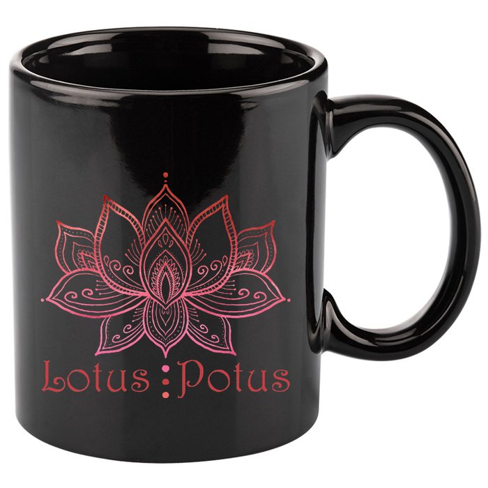 Lotus Potus In Red And Shades 11oz C Handle Ceramic Mug
