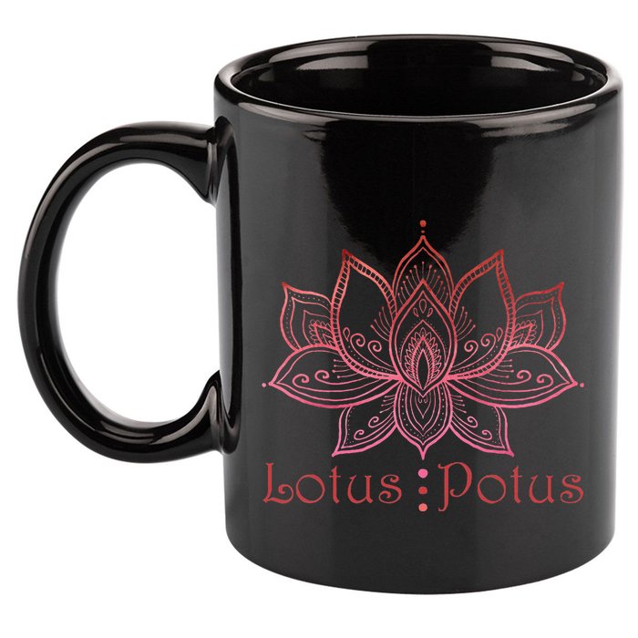 Lotus Potus In Red And Shades 11oz C Handle Ceramic Mug