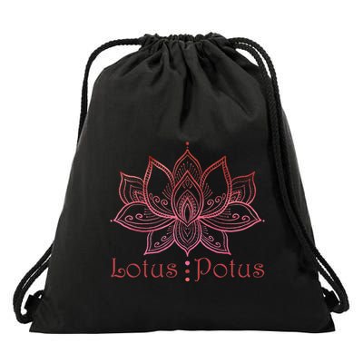 Lotus Potus In Red And Shades Drawstring Bag