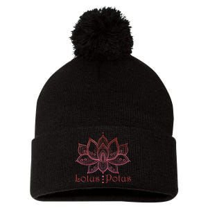 Lotus Potus In Red And Shades Pom Pom 12in Knit Beanie