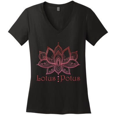 Lotus Potus In Red And Shades Women's V-Neck T-Shirt