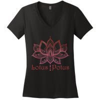 Lotus Potus In Red And Shades Women's V-Neck T-Shirt