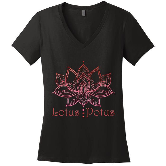 Lotus Potus In Red And Shades Women's V-Neck T-Shirt