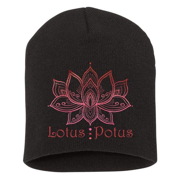 Lotus Potus In Red And Shades Short Acrylic Beanie