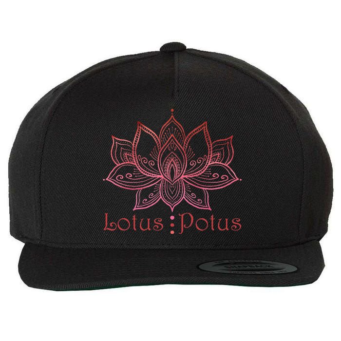 Lotus Potus In Red And Shades Wool Snapback Cap