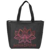 Lotus Potus In Red And Shades Zip Tote Bag