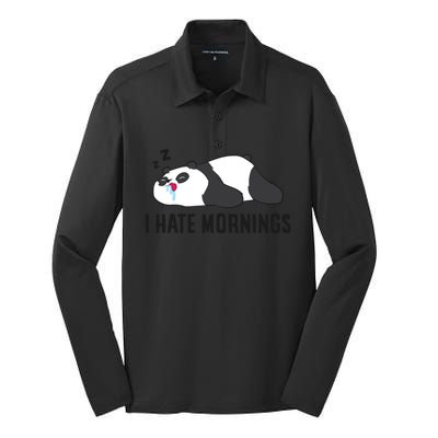 Lazy Panda I Hate Mornings Funny Panda Sleeping Pyjama Gift Silk Touch Performance Long Sleeve Polo