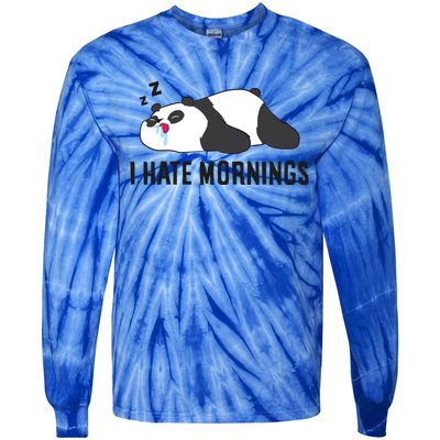 Lazy Panda I Hate Mornings Funny Panda Sleeping Pyjama Gift Tie-Dye Long Sleeve Shirt