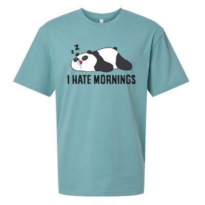 Lazy Panda I Hate Mornings Funny Panda Sleeping Pyjama Gift Sueded Cloud Jersey T-Shirt