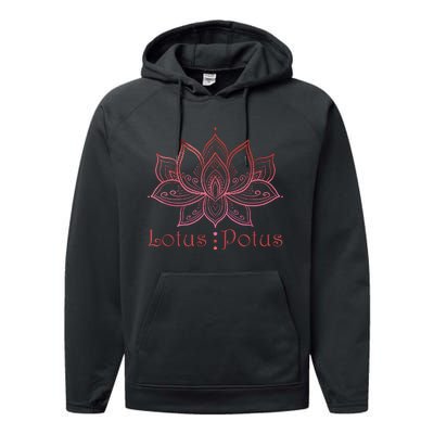 Lotus Potus In Red And Shades Performance Fleece Hoodie