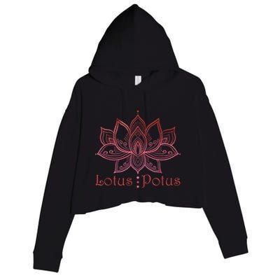 Lotus Potus In Red And Shades Crop Fleece Hoodie