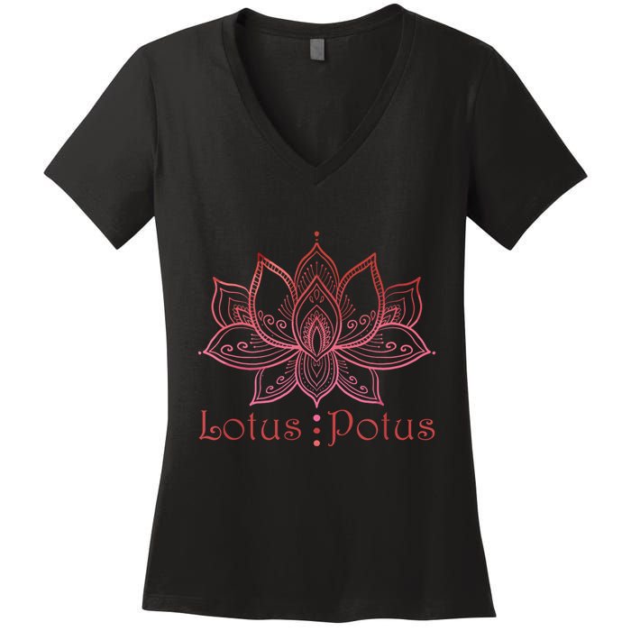 Lotus Potus In Red And Shades Women's V-Neck T-Shirt