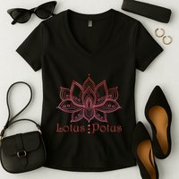 Lotus Potus In Red And Shades Women's V-Neck T-Shirt