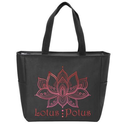 Lotus Potus In Red And Shades Zip Tote Bag
