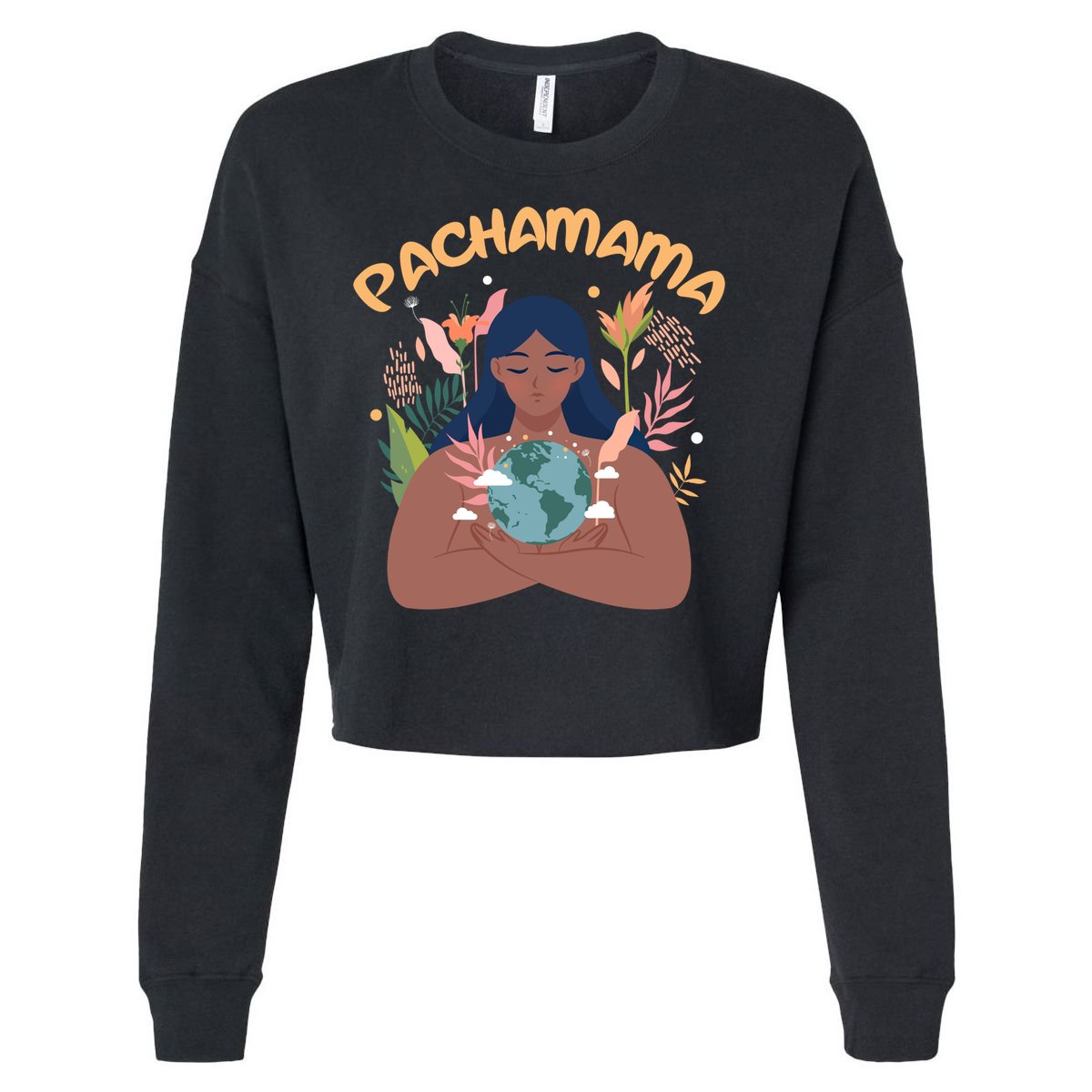 La Pachamama Indigenous Mother Earth Latino Quechua Aymara Gift Cropped Pullover Crew