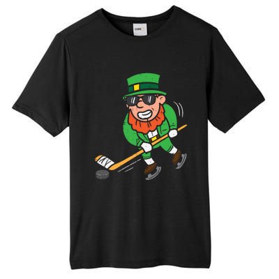 Leprechaun Playing Ice Hockey St Patricks Day Gift Tall Fusion ChromaSoft Performance T-Shirt