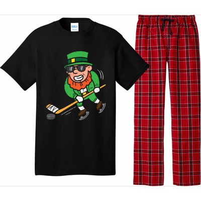 Leprechaun Playing Ice Hockey St Patricks Day Gift Pajama Set