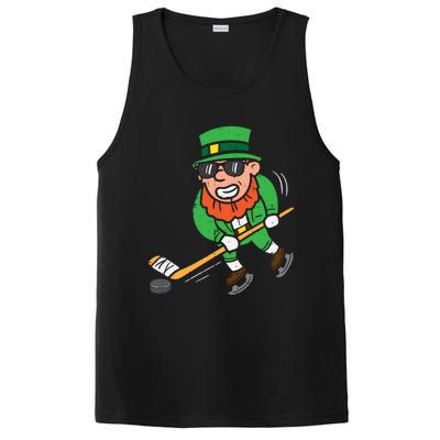 Leprechaun Playing Ice Hockey St Patricks Day Gift PosiCharge Competitor Tank