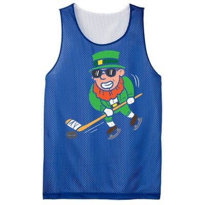 Leprechaun Playing Ice Hockey St Patricks Day Gift Mesh Reversible Basketball Jersey Tank