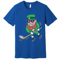 Leprechaun Playing Ice Hockey St Patricks Day Gift Premium T-Shirt