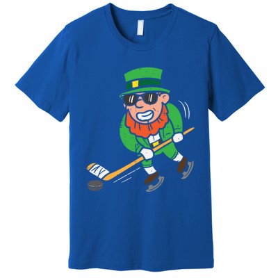 Leprechaun Playing Ice Hockey St Patricks Day Gift Premium T-Shirt