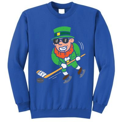 Leprechaun Playing Ice Hockey St Patricks Day Gift Tall Sweatshirt