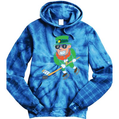 Leprechaun Playing Ice Hockey St Patricks Day Gift Tie Dye Hoodie