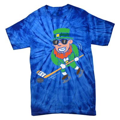 Leprechaun Playing Ice Hockey St Patricks Day Gift Tie-Dye T-Shirt