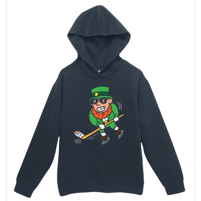 Leprechaun Playing Ice Hockey St Patricks Day Gift Urban Pullover Hoodie