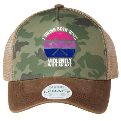 Lgbt Pride I Swing Both Ways Violently With An Axe Legacy Tie Dye Trucker Hat