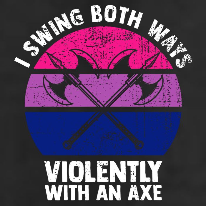 Lgbt Pride I Swing Both Ways Violently With An Axe 7 Panel Mesh Trucker Snapback Hat