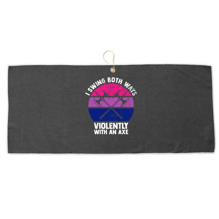Lgbt Pride I Swing Both Ways Violently With An Axe Large Microfiber Waffle Golf Towel