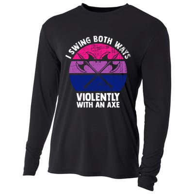 Lgbt Pride I Swing Both Ways Violently With An Axe Cooling Performance Long Sleeve Crew