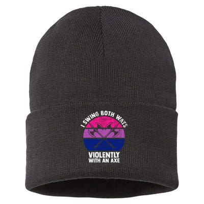 Lgbt Pride I Swing Both Ways Violently With An Axe Sustainable Knit Beanie