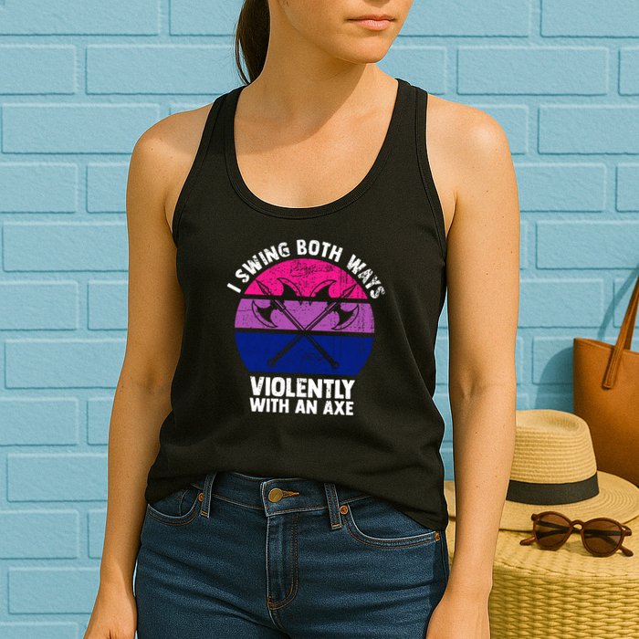 Lgbt Pride I Swing Both Ways Violently With An Axe Womens Tank Top
