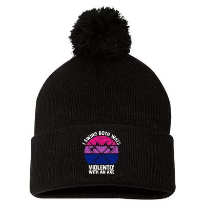 Lgbt Pride I Swing Both Ways Violently With An Axe Pom Pom 12in Knit Beanie