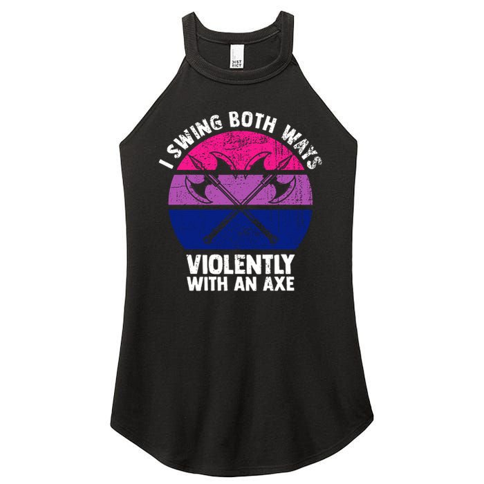 Lgbt Pride I Swing Both Ways Violently With An Axe Women's Perfect Tri Rocker Tank