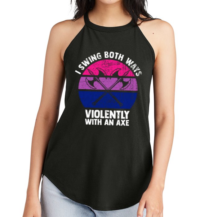Lgbt Pride I Swing Both Ways Violently With An Axe Women's Perfect Tri Rocker Tank