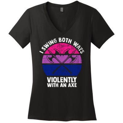Lgbt Pride I Swing Both Ways Violently With An Axe Women's V-Neck T-Shirt