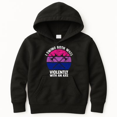 Lgbt Pride I Swing Both Ways Violently With An Axe Kids Hoodie