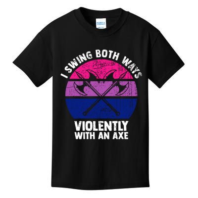 Lgbt Pride I Swing Both Ways Violently With An Axe Kids T-Shirt