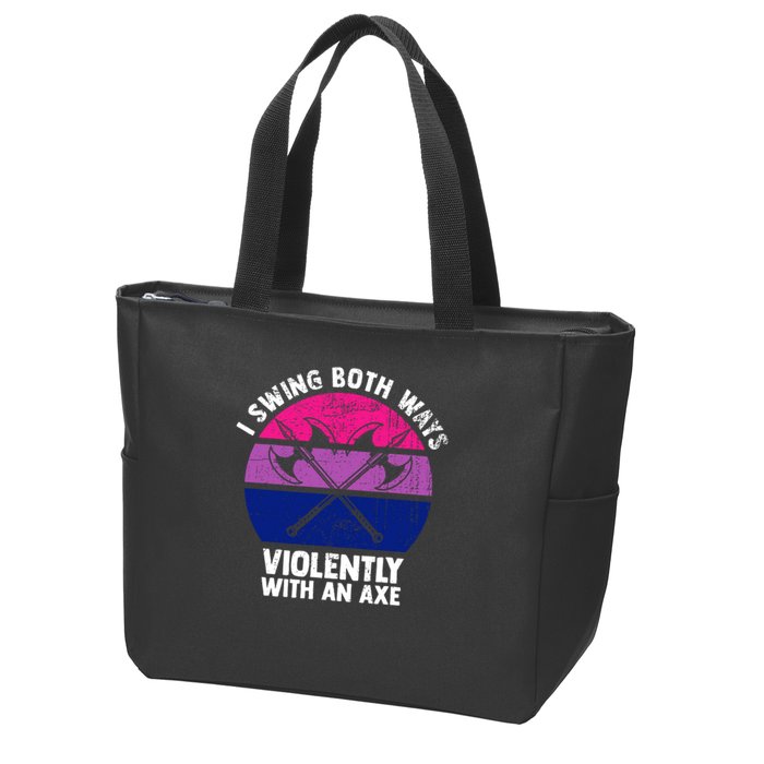 Lgbt Pride I Swing Both Ways Violently With An Axe Zip Tote Bag